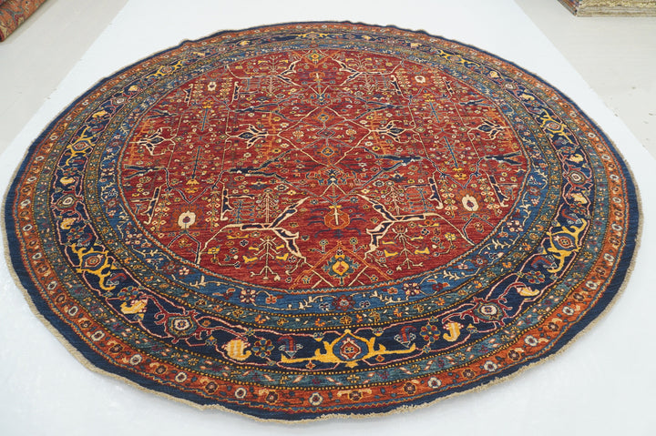 10x10 Red Bidjar Round Afghan Hand knotted Large Circle Rug - Yildiz Rugs