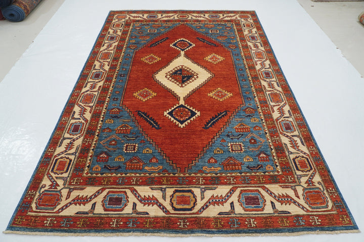 6x9 Red Serapi Afghan Hand knotted Medallion Oriental Rug