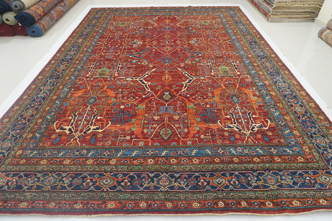 10x14 Red Bidjar Afghan Hand knotted Wool Oriental Rug - Yildiz Rugs