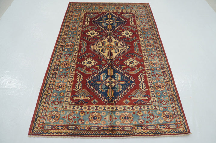 4 x 7 Red Afghan Shirvan Vintage Caucasian Hand knotted Rug - Yildiz Rugs