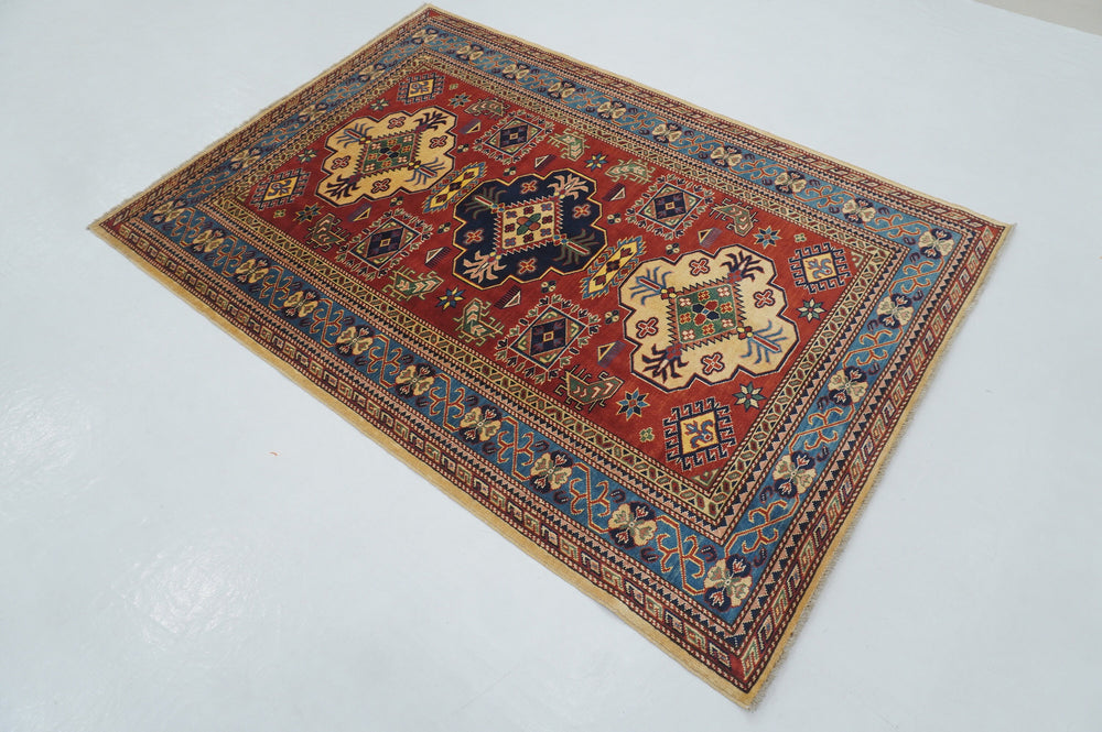 4x6 Red Afghan Shirvan Vintage Caucasian Hand knotted Rug - Yildiz Rugs