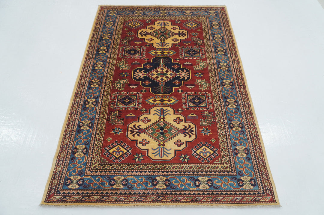 4x6 Red Afghan Shirvan Vintage Caucasian Hand knotted Rug - Yildiz Rugs