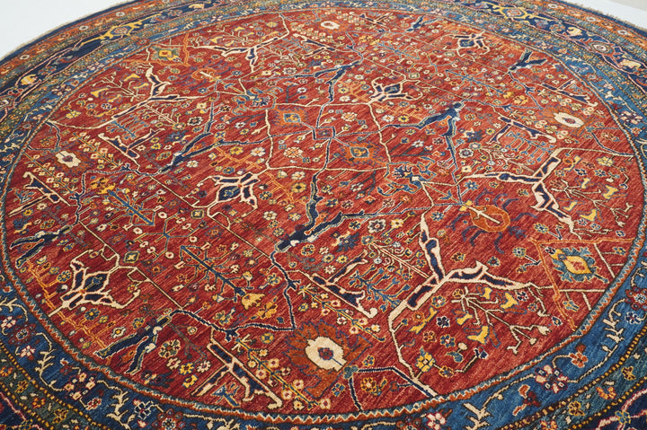 10x10 Red Bidjar Round Afghan Hand knotted Large Circle Rug - Yildiz Rugs