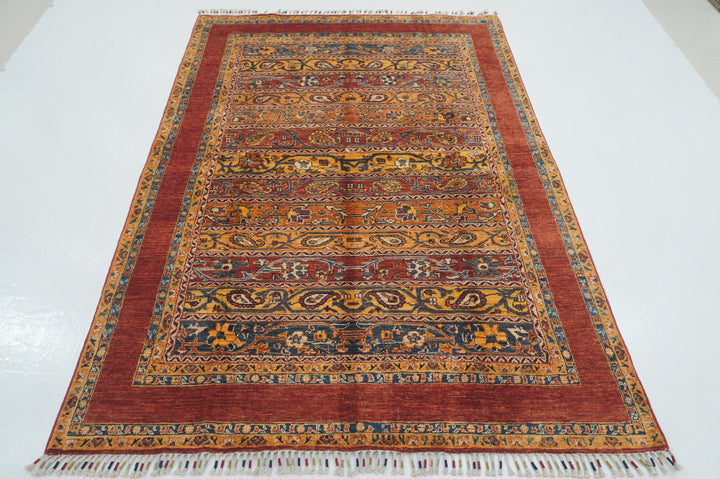 5x7 Red Turkish Shawl Hand knotted Tribal Rug - Yildiz Rugs