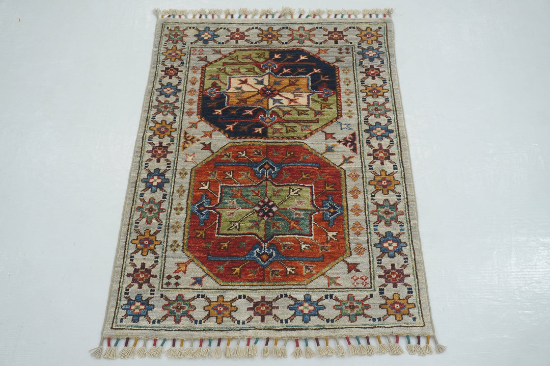 2x3 Gray Ersari Afghan Hand knotted Accent Rug - Yildiz Rugs