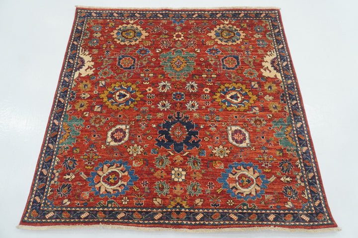 5x5 Red Square Bidjar Afghan Handmade Oriental Rug - Yildiz Rugs