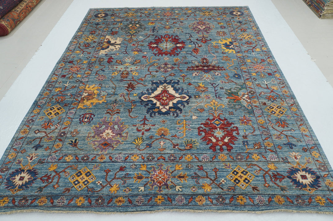 8x10 Blue Oushak Turkish Hand knotted Rug - Yildiz Rugs