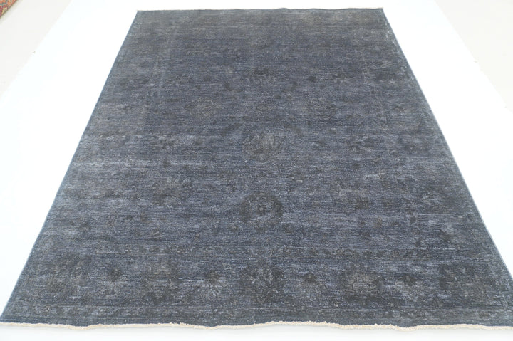 7x8 Blueish Silver Gray Overdyed Turkish Oushak Hand knotted Rug - Yildiz Rugs