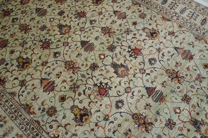 10x14 Soft Muted Blue Waziri Afghan Hand knotted Oriental Rug - Yildiz Rugs