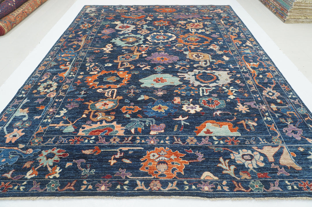 9x12 Navy Blue Oushak Turkish Hand knotted Oriental Rug - Yildiz Rugs