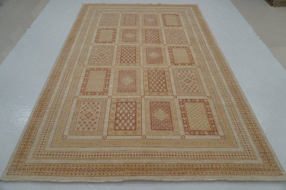 7x10 Beige Vintage Bakhtiari Afghan Hand Knotted Oriental Rug - Yildiz Rugs