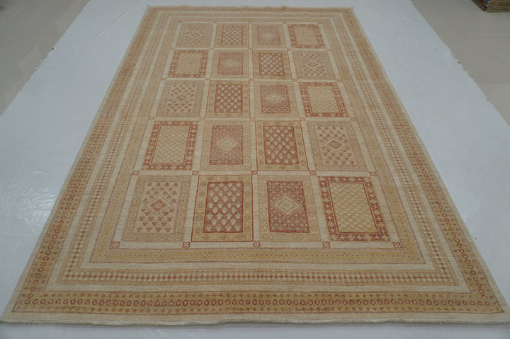 7x10 Beige Vintage Bakhtiari Afghan Hand Knotted Oriental Rug - Yildiz Rugs