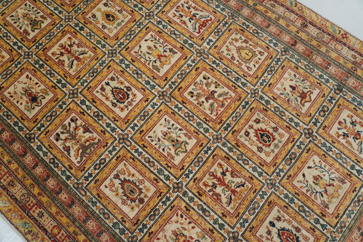 6x10 Beige Vintage Bakhtiari Afghan Hand Knotted Oriental Rug - Yildiz Rugs