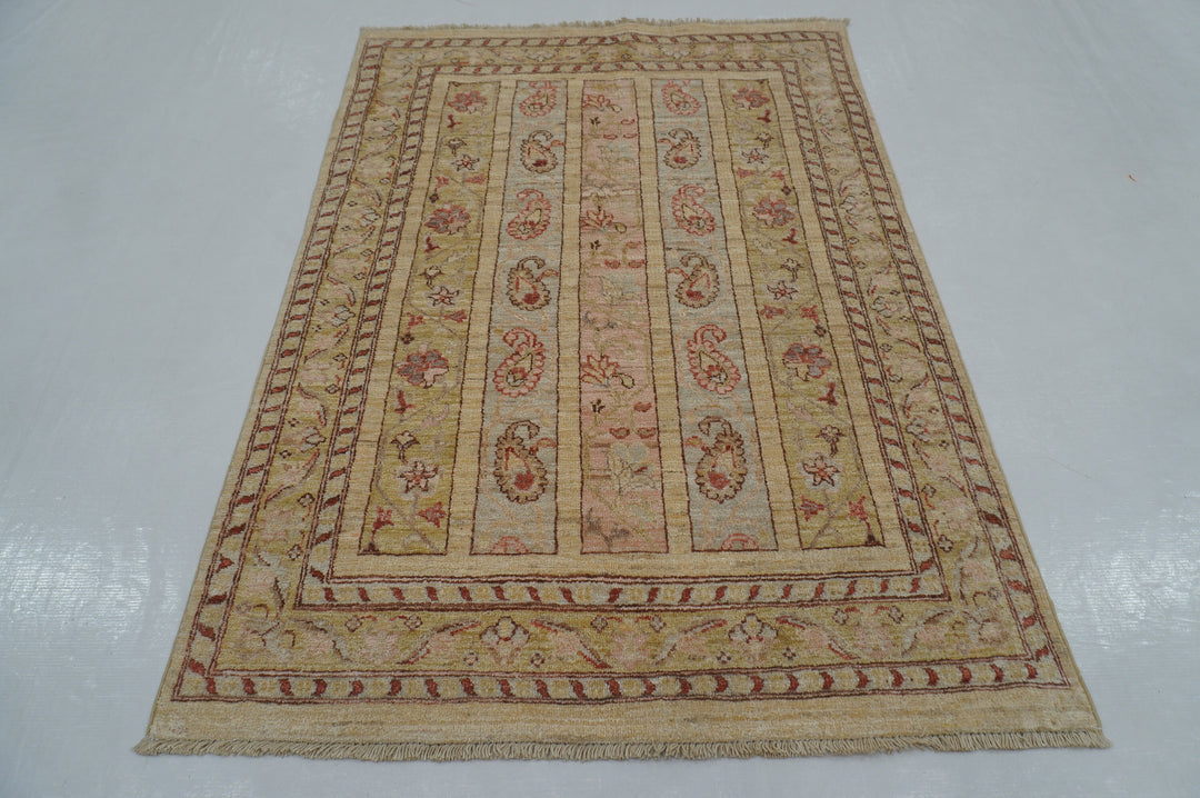 3x4 Beige Vintage Oriental Afghan Hand knotted small Accent Rug - Yildiz Rugs