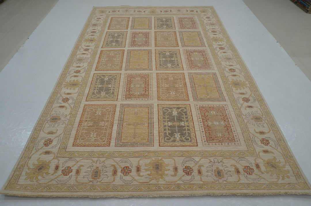 7x10 Beige Vintage Bakhtiari Afghan Hand Knotted Oriental Rug - Yildiz Rugs